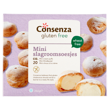 Consenza Gluten Free Mini Slagroomsoesjes 250 g