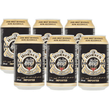3 Horses Dark Malt Beverage Blik  6 x 330 ML