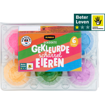 Jumbo Gekookte Gekleurde Scharreleieren 6 Stuks