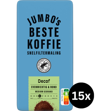 Jumbo's Beste Koffie Snelfiltermaling Decaf - 15 x 500 g