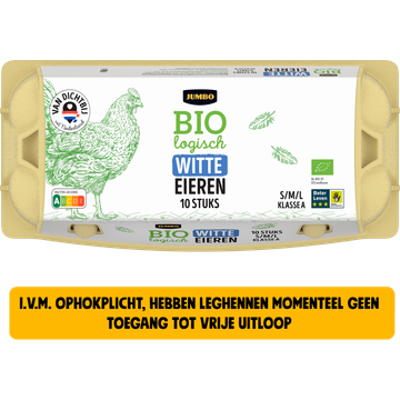 Jumbo Biologisch Witte Eieren S/M/L 10 Stuks