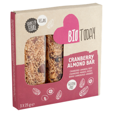 BioToday Cranberry-Amandel Reep 3 x 25 g