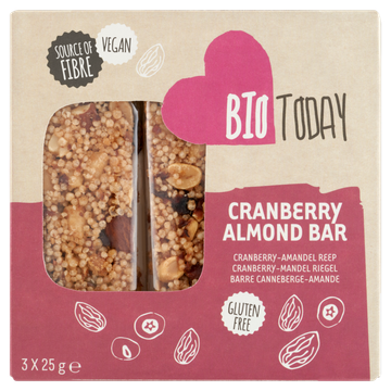 BioToday Cranberry-Amandel Reep 3 x 25 g