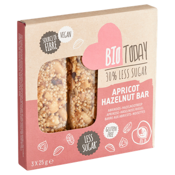 BioToday Pindareep Abrikoos-Hazelnootreep 3 x 25 g Doos