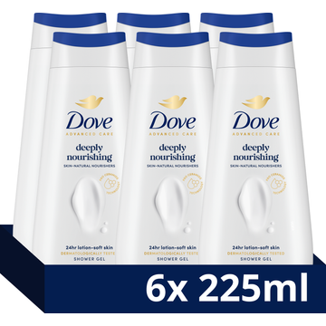 Dove Advanced Care Verzorgende Douchegel Deeply Nourishing 225 ml 6 stuks