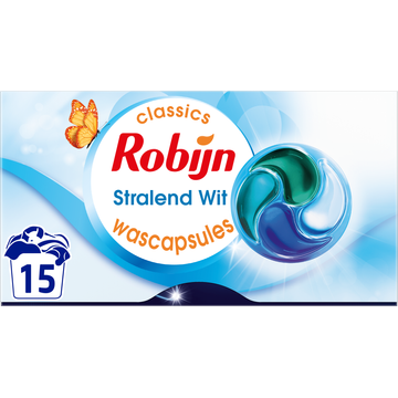 Robijn Classics 3-in-1 Wascapsules Stralend Wit 15 Wasbeurten