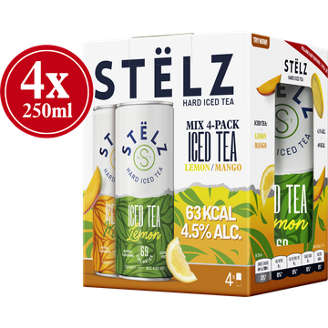Stelz Hard Iced Tea Lemon & Mango 4x250ML