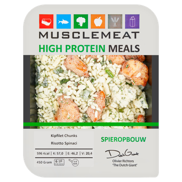 Muscle Meat High Protein Meals Kipfilet Chunks Risotto Spinaci 450 g
