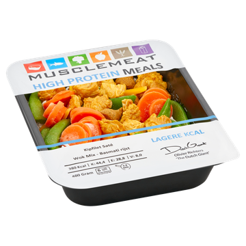 Muscle Meat High Protein Meals Kipfilet Saté Wok Mix - Basmati Rijst 400 g