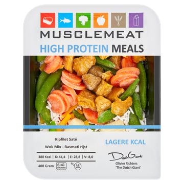 Muscle Meat High Protein Meals Kipfilet Saté Wok Mix - Basmati Rijst 400 g