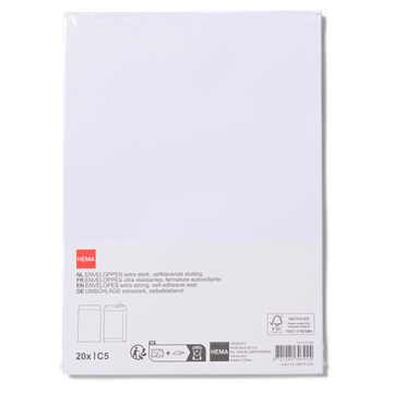 20x envelop sterk zelfkl C5 wit