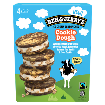 Ben & Jerry's Ijs Cookie Dough Sandwich 4x68 ml