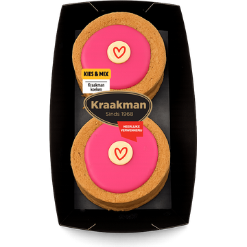 Kraakman Roze Fondantpencee met Hartje 4 Stuks