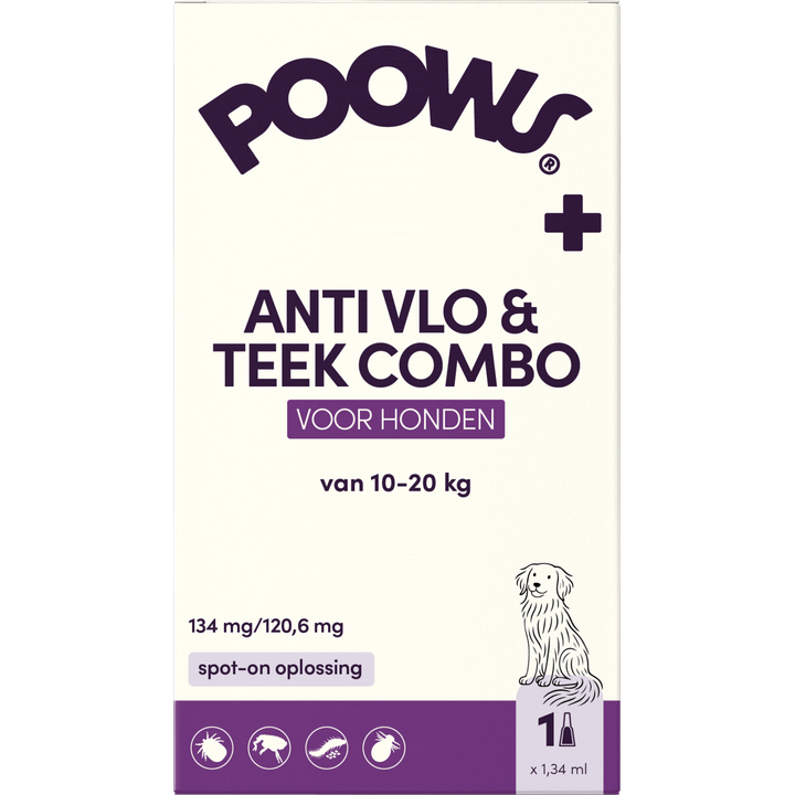 Poows Anti Vlo & Teek Combo 134 mg/120,6 mg spot-on oplossing Hond (10-20 kg)