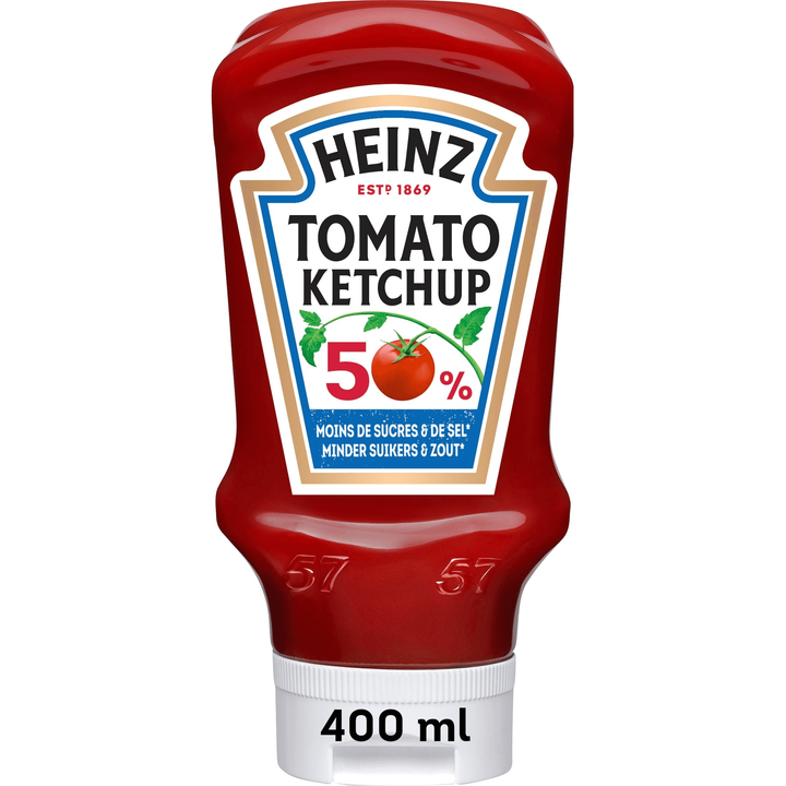 Heinz Tomato Ketchup 50% Minder Suikers en Zout 400 ml