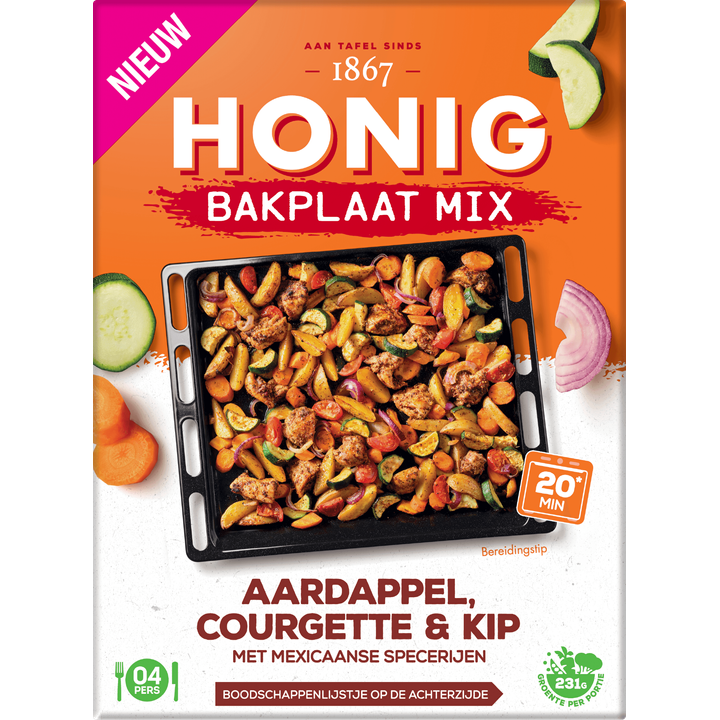 Honig Bakplaat Mix Aardappel, Courgette & Kip met Mexicaanse Specerijen 36g