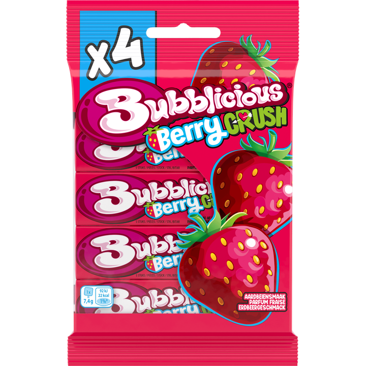 Bubblicious Strawberry Splash 4 x 5 Stuks 4 x 38 g