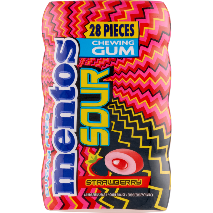 MENTOS GUM Sour Strawberry 28 Stuks