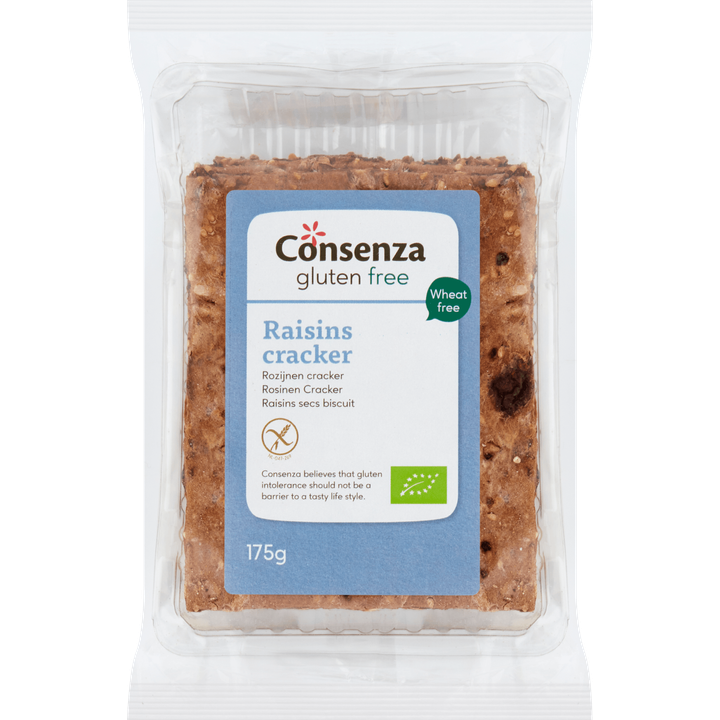 Consenza Rozijnen Crackers Glutenvrij 175 g