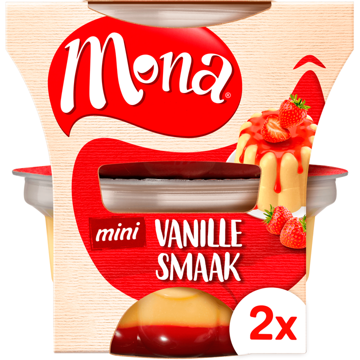 Mini Vanillesmaak Pudding met Aardbeiensaus