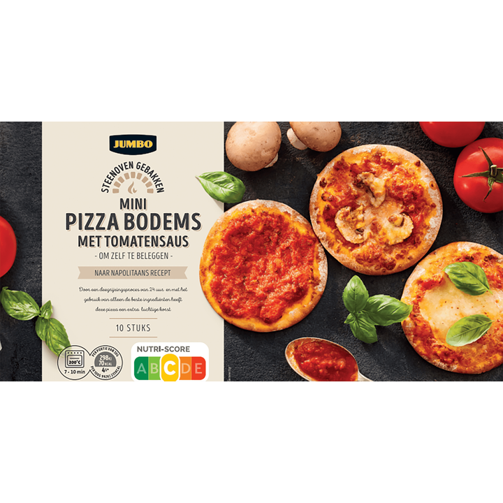 Mini Pizzabodems met Tomatensaus 10 Stuks