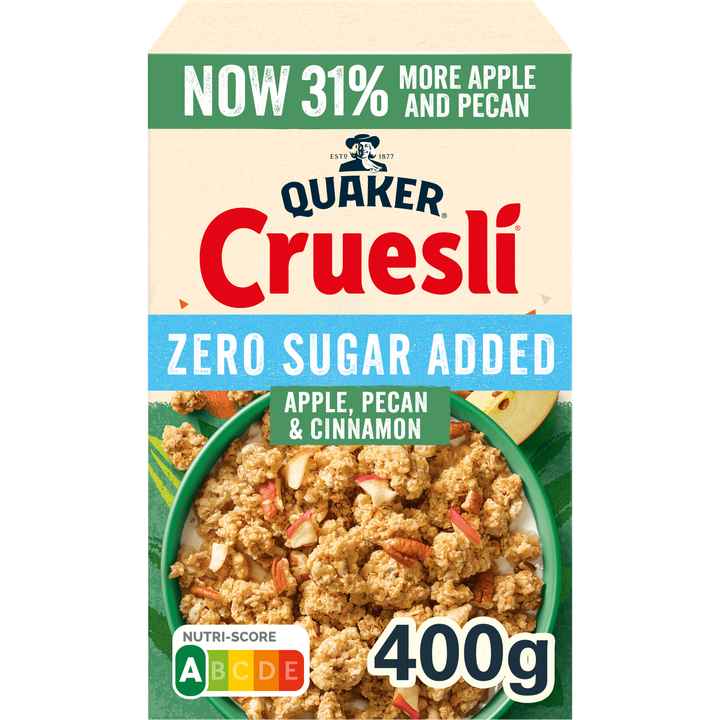 Quaker Cruesli Zero Sugar Added Appel & Pecan & Kaneel 400 gr