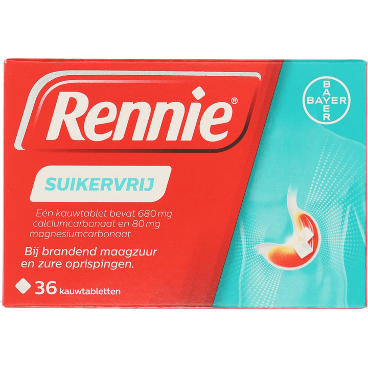 Rennie kauwtabletten Suikervrij bij brandend maagzuur, 36 stuks
