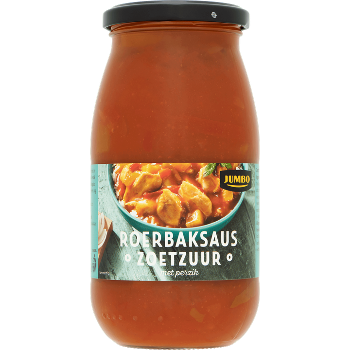 Roerbaksaus Zoetzuur met Perzik