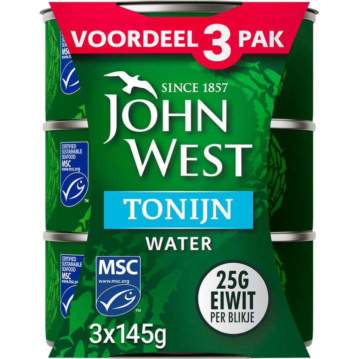 John West Tonijnstukken in Water 3 x 145g
