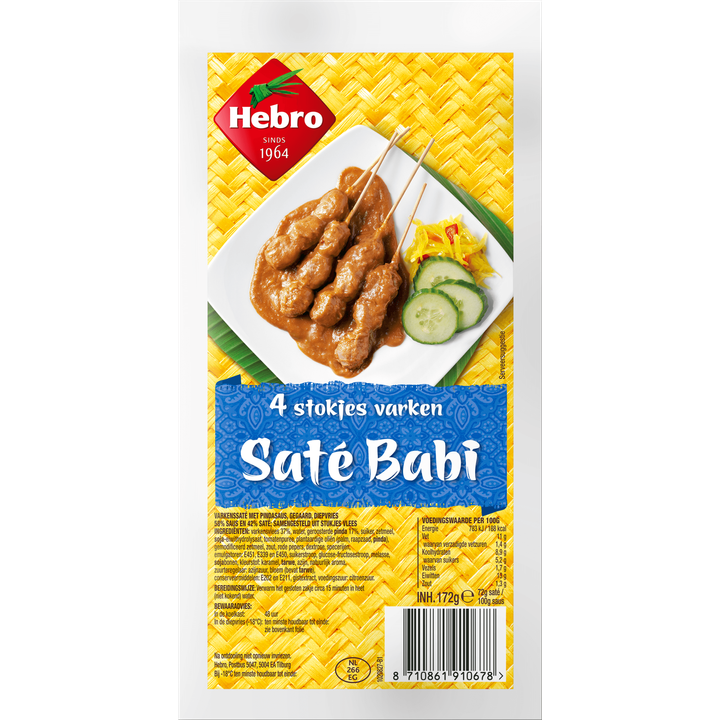 Stokjes Varken Saté Babi 4 Stuks Tray