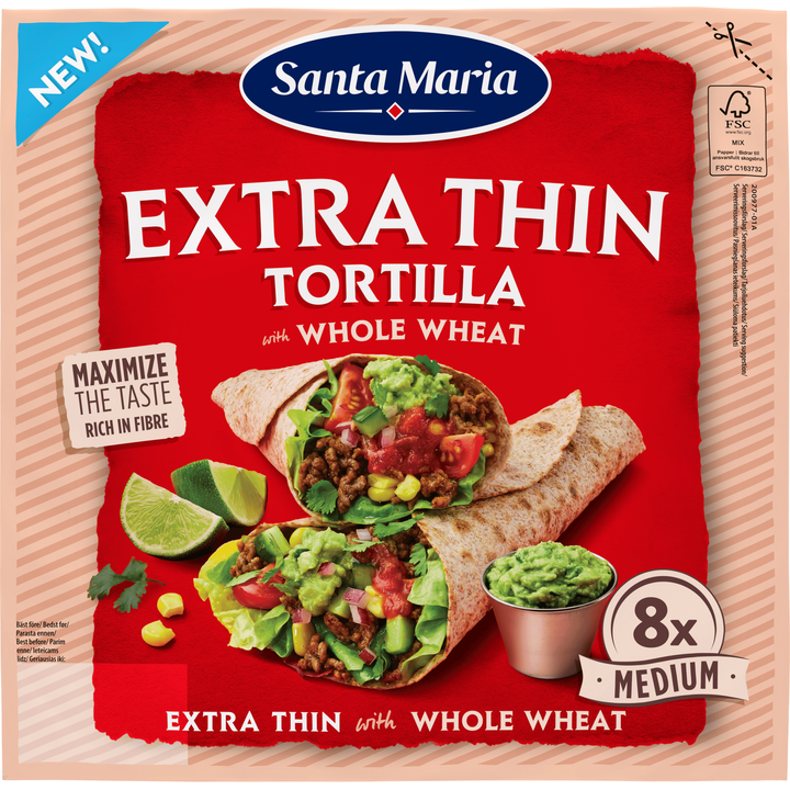 Santa Maria Tortilla Extra Thin Whole Wheat 240 g