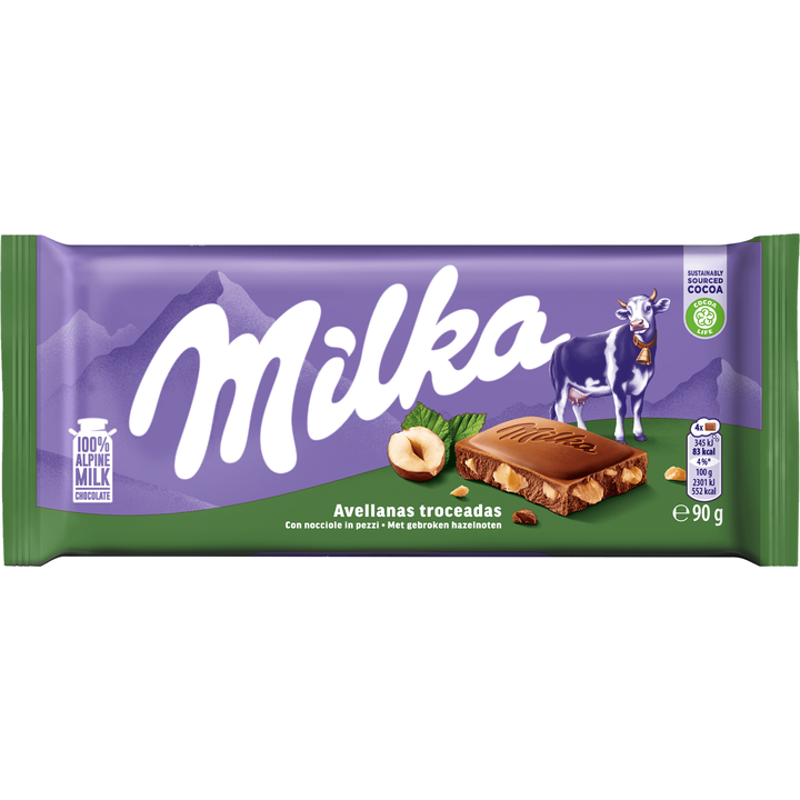 Milka Reep Gebroken Noot 90g