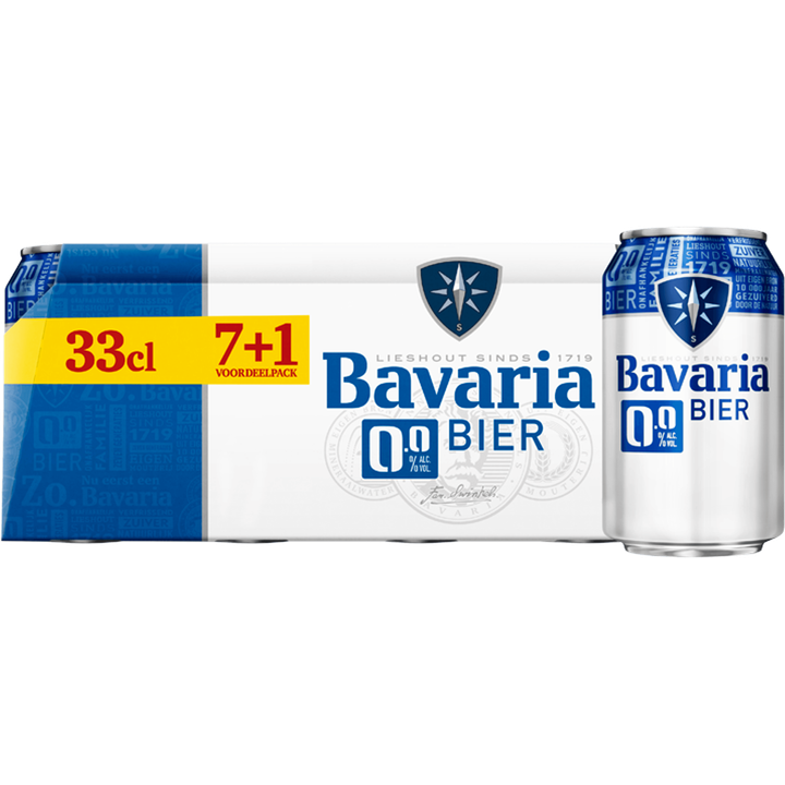 Bavaria - 0.0% Alcoholvrij - Blik Voordeelpack - 7+1 - 8 x 330ML