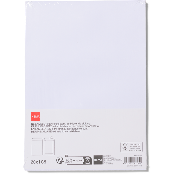 enveloppen sterk zelfkl C5 wit