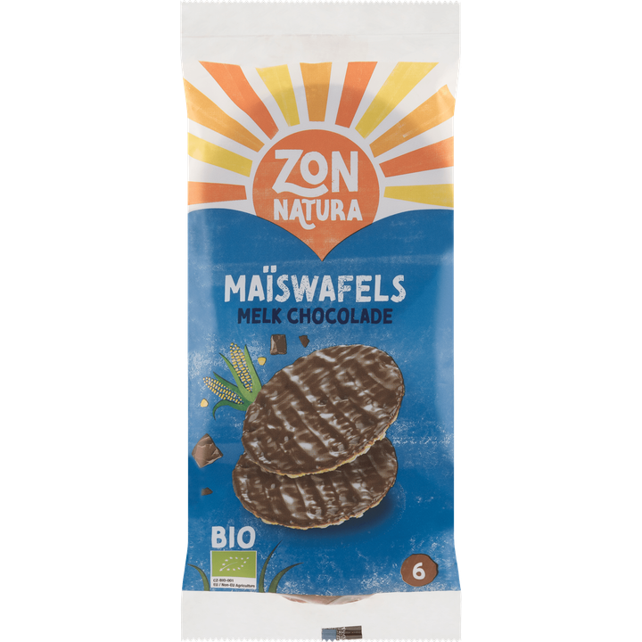 Zonnatura Bio Maïswafels Melkchocolade 6 Stuks