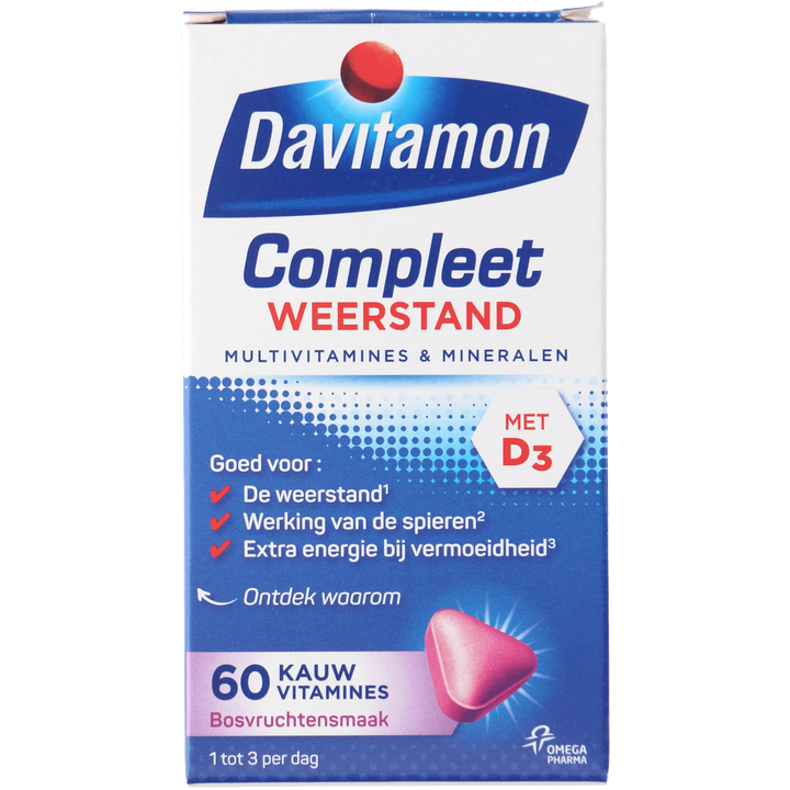 Davitamon Compleet weerstand kauwvitamines bosvruchten, 60 stuks