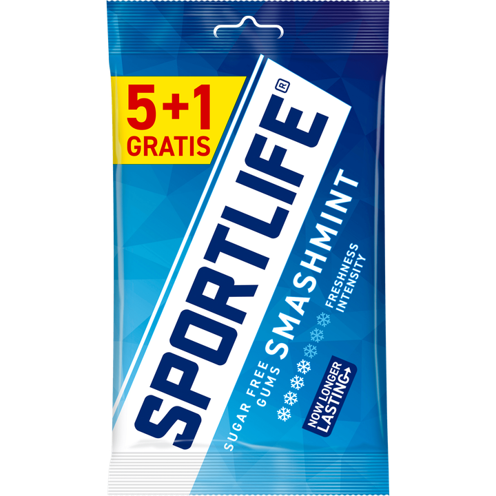Sportlife Smashmint Suikervrije kauwgom  5+1 Gratis 6 x 18 g