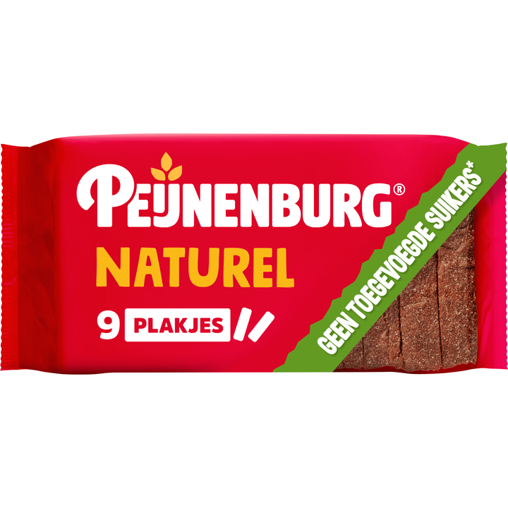 Peijnenburg ontbijtkoek naturel zonder toegevoegde suikers gesneden 9 plakjes