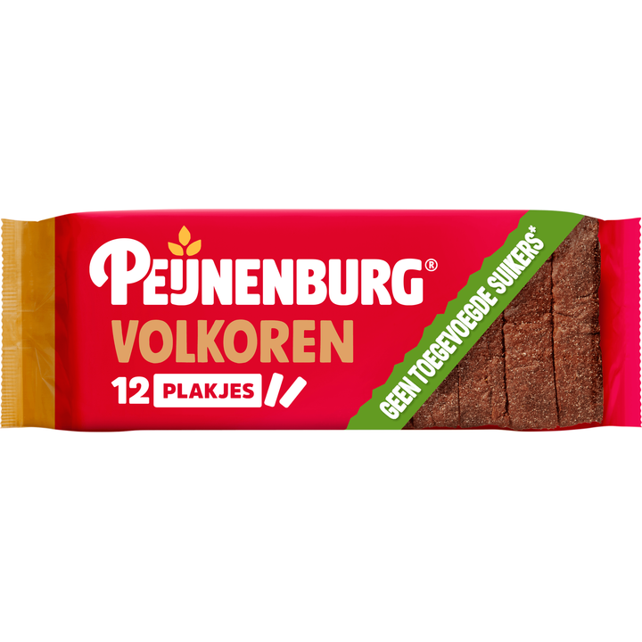 Peijnenburg ontbijtkoek volkoren zonder toegevoegde suikers gesneden 12 plakjes