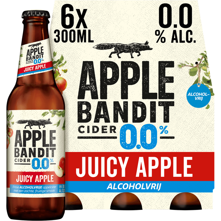 Apple Bandit Juicy Apple 0.0 Cider Fles 6 x 300ml