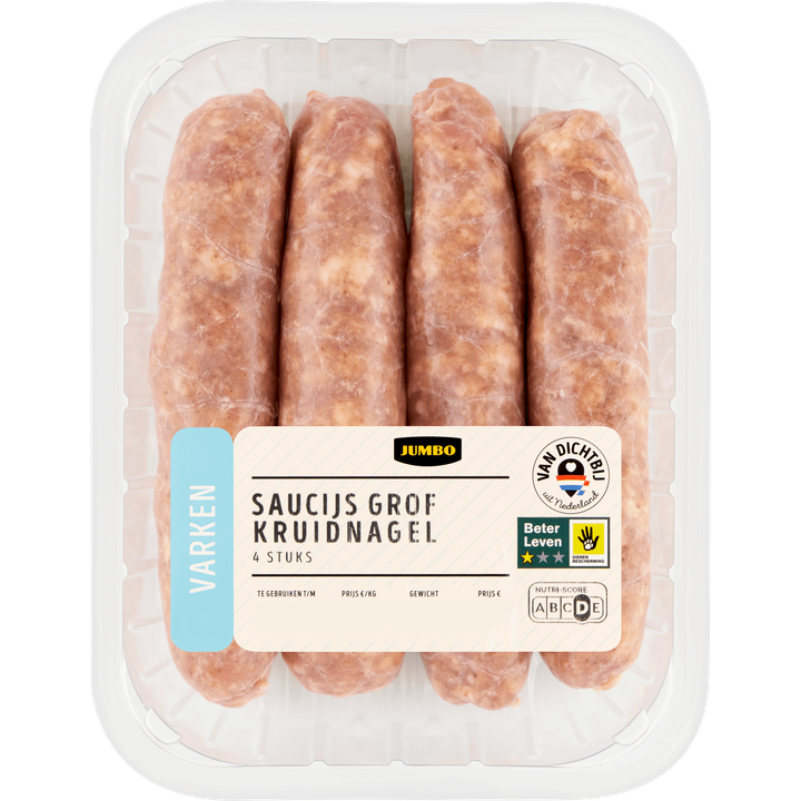 Saucijs Grof Kruidnagel Varken 4 Stuks