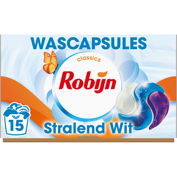 Robijn Classics 3-in-1 Wascapsules Stralend Wit 15 wasbeurten