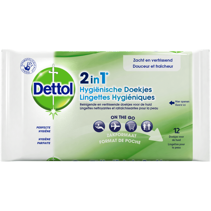 Dettol 2 In1 Hygienische Doekjes 12 Stuks