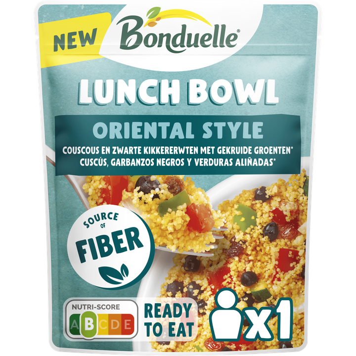 Bonduelle Lunch Bowl Oriental Style - Couscous en zwarte kikkererwten met gekruide groenten 250g