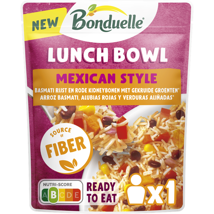 Bonduelle Lunch Bowl Mexican Style - Basmati rijst en rode kidneybonen met gekruide groenten 250g