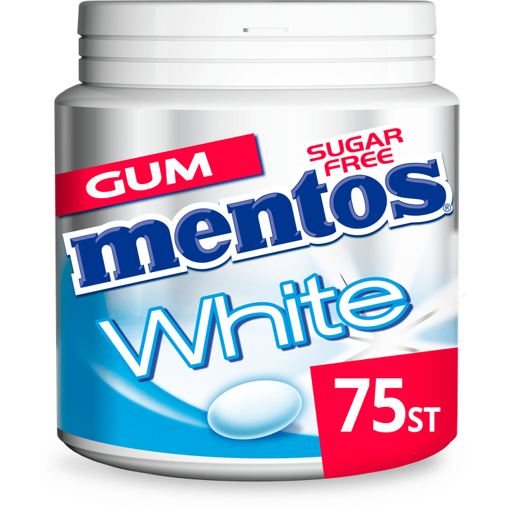 Mentos Gum White Sweet Mint Suikervrij Pot 75 stuks
