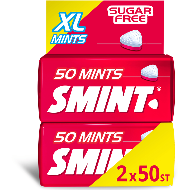 Smint XL Aardbei Suikervrij Duopack 2 x 50 stuks