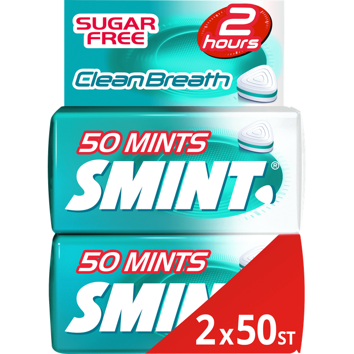 Smint Clean Breath Intense Mint Suikervrij Duopack 2 x 50 stuks 