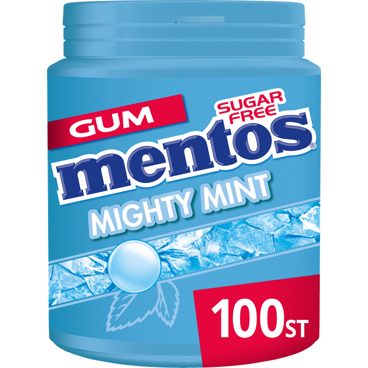 Mentos Gum Mighty Mint Suikervrij Pot 100 stuks