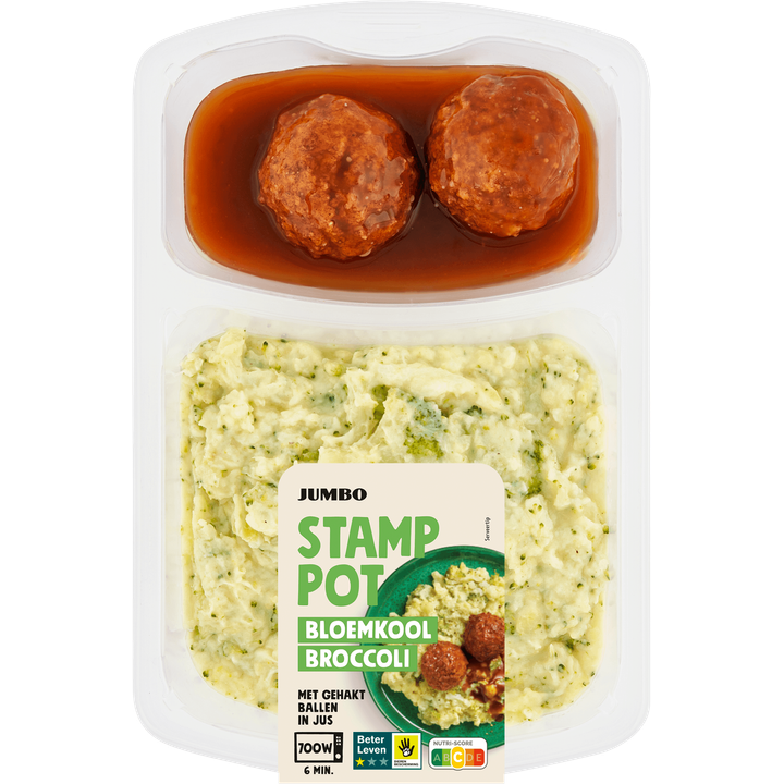 Stamppot Bloemkool Broccoli met Gehaktballen in Jus